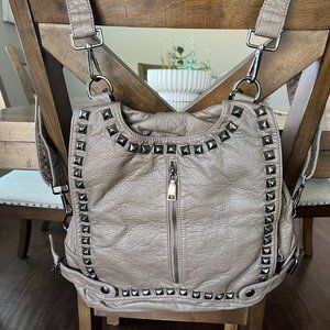 Gray Studded Purse/Bag/Backpack